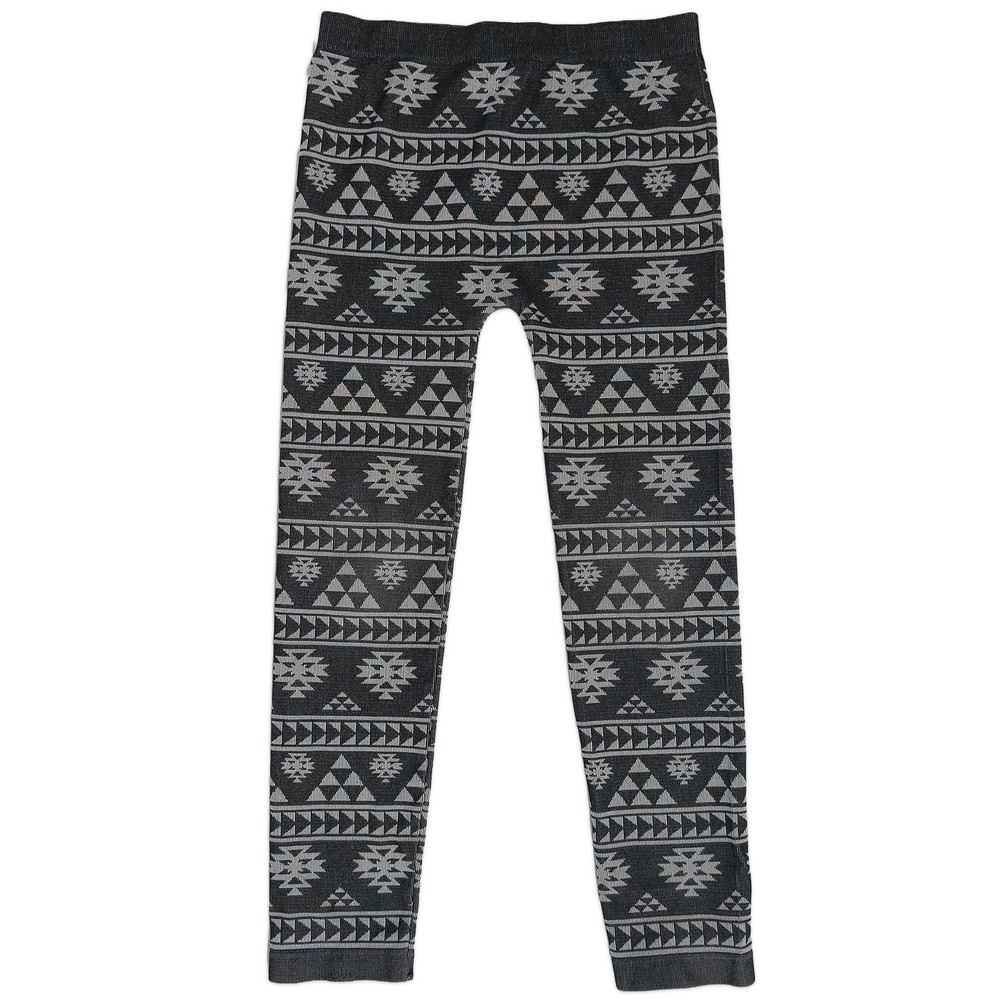 Faded Glory Southwestern‎ Leggings Girls One Size 7-16 Boho Western Black Gray